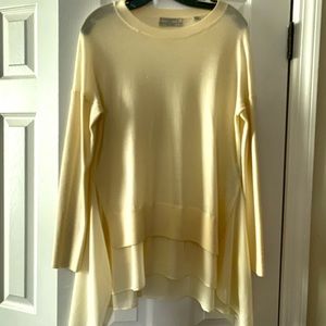 Cream long sleeve All Saints knit top with chiffon trim